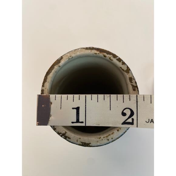 MCM Vintage Lava Speckled Glaze Textured Vase Pineapples Ceramic Blue White 7" - Picture 9 of 10